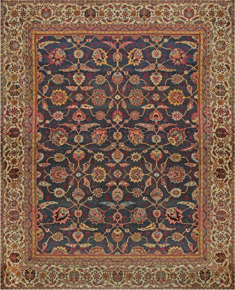 One of a kind Oversized Antique Indian Amritsar Handmade Wool Rug