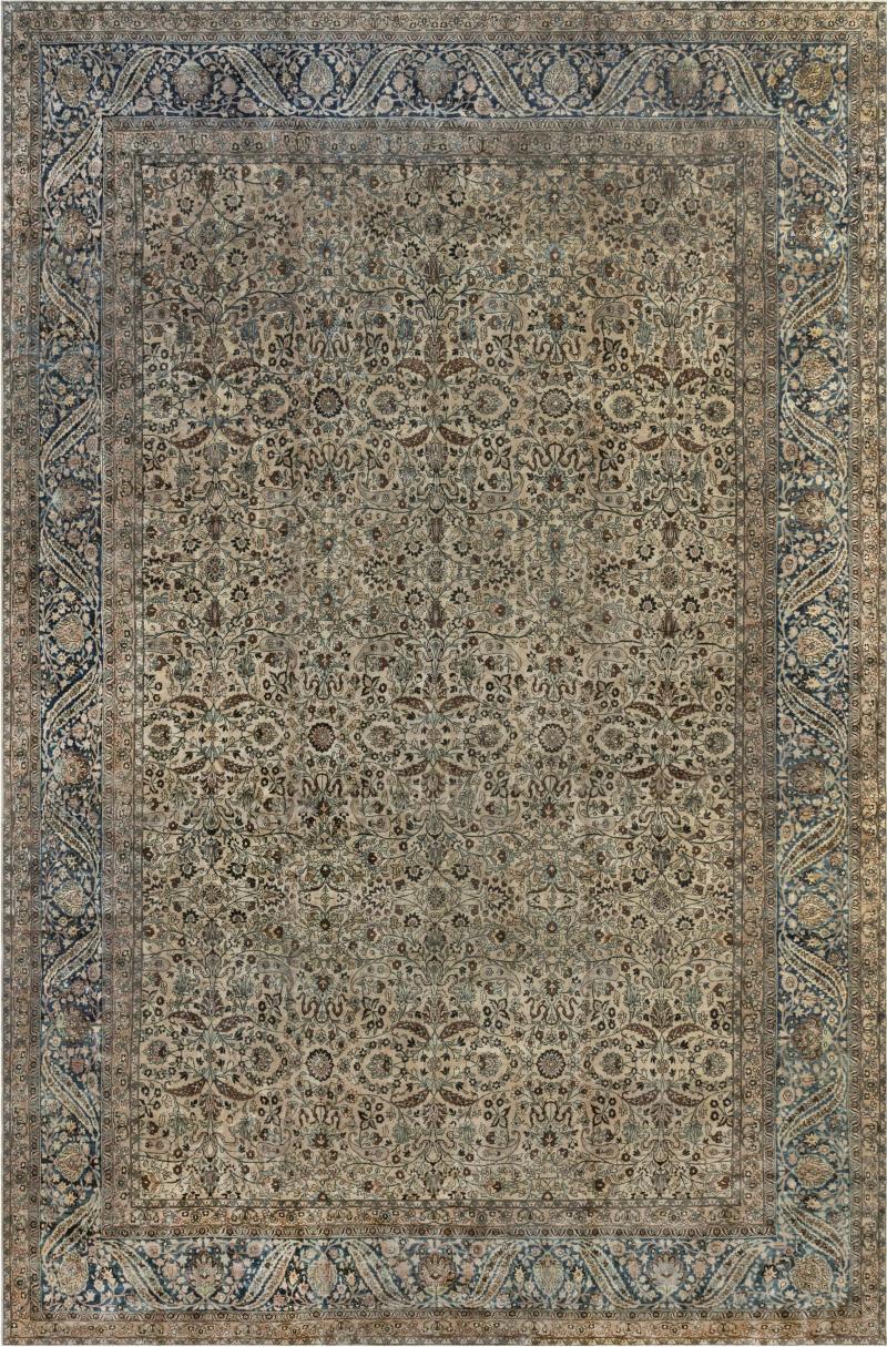 One of a kind Oversized Antique Persian Kirman Rug Size Adjusted 