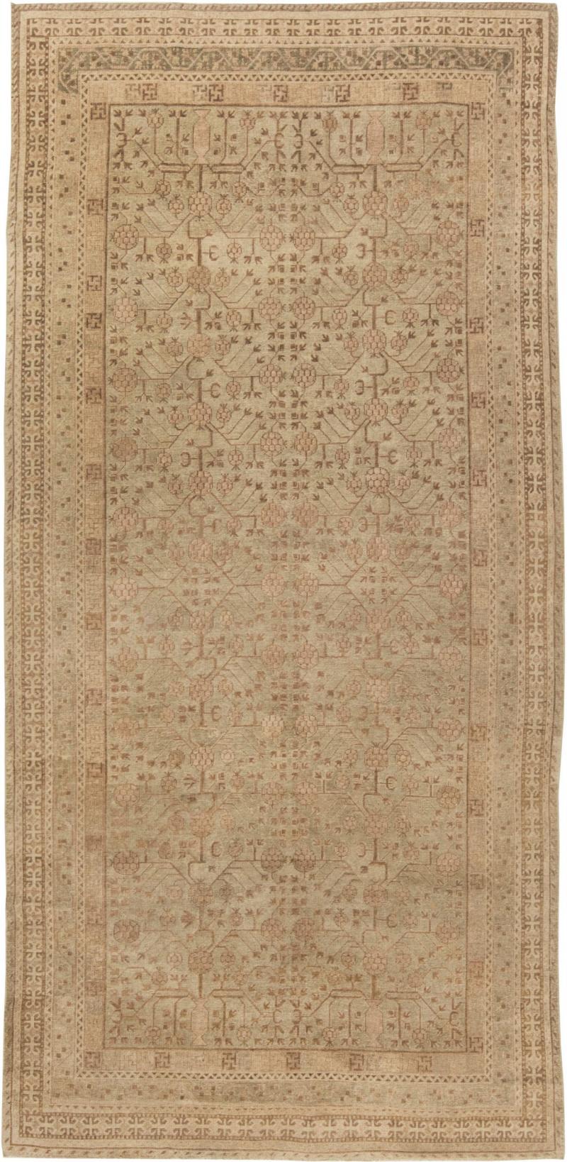 One of a kind Samarkand Botanic Handmade Wool Rug
