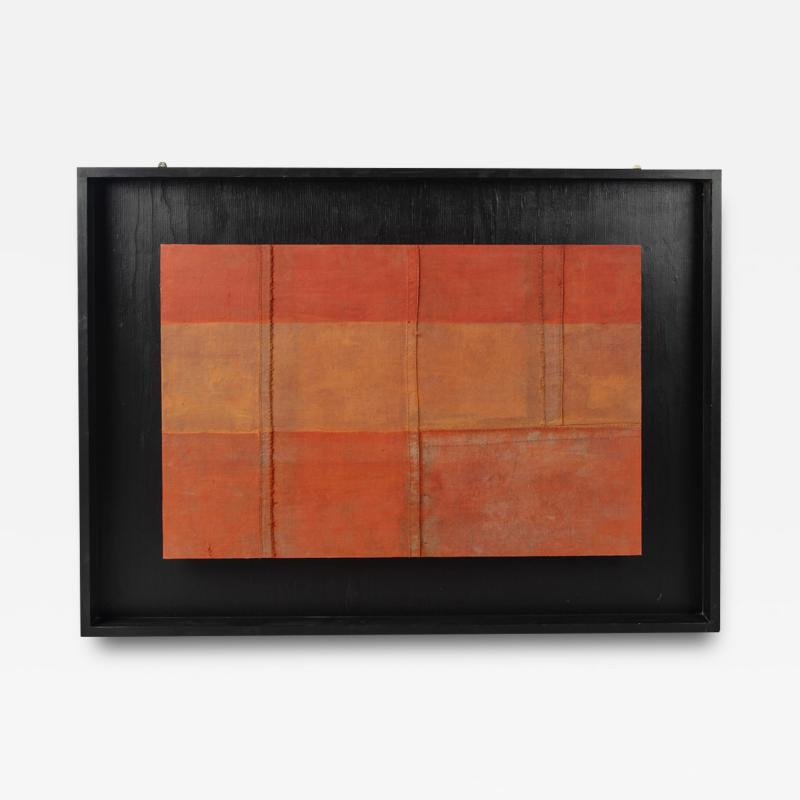 One of a pair of red and orange pictures on WWII vehicle canvas by Martin Scorey