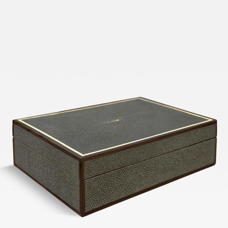 Onyx Shagreen Macassar Ebony Box with Bone Inlay