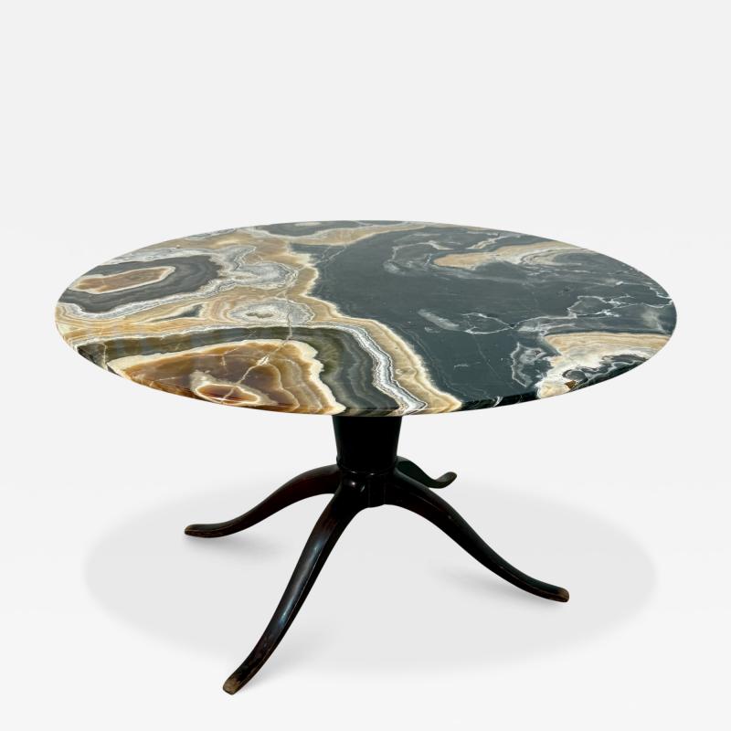 Onyx and Wood Pedestal Table 1970s