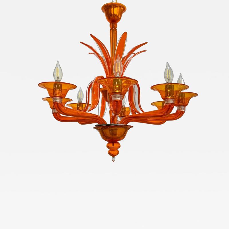Orange Chandelier by Barovier Toso
