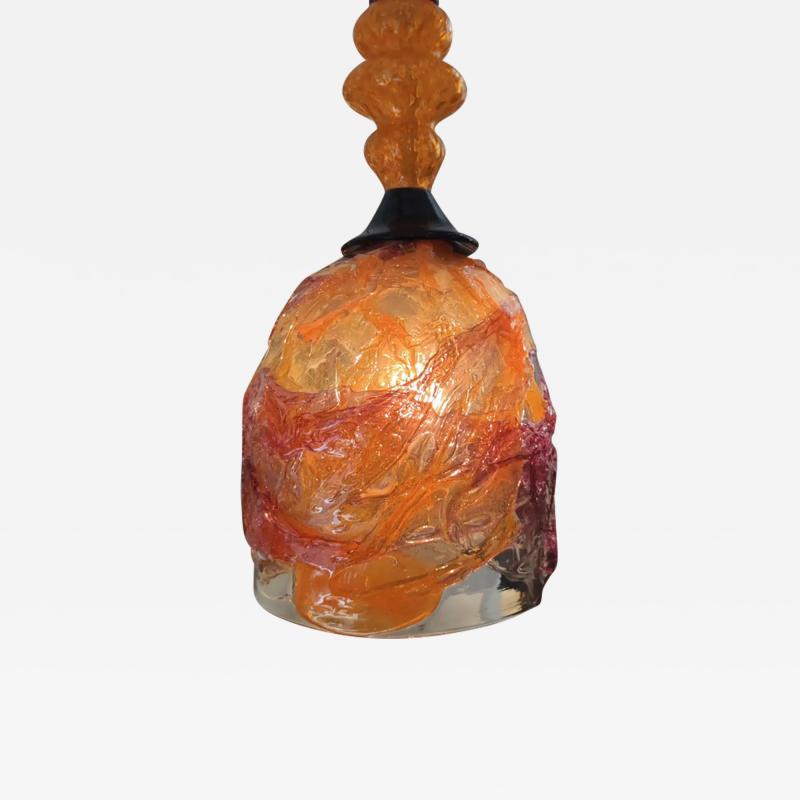 Orange and pink Murano glass pendant