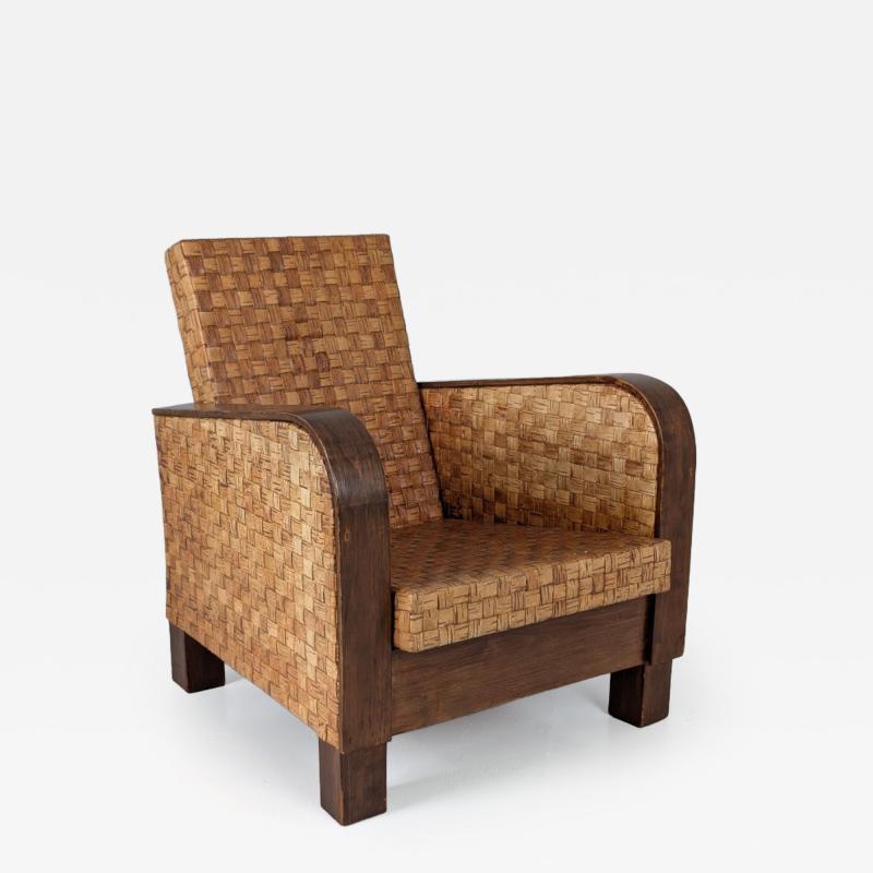 Organic Art Deco Lounge Chair in Birch and Traditional Bark Finland 1940s