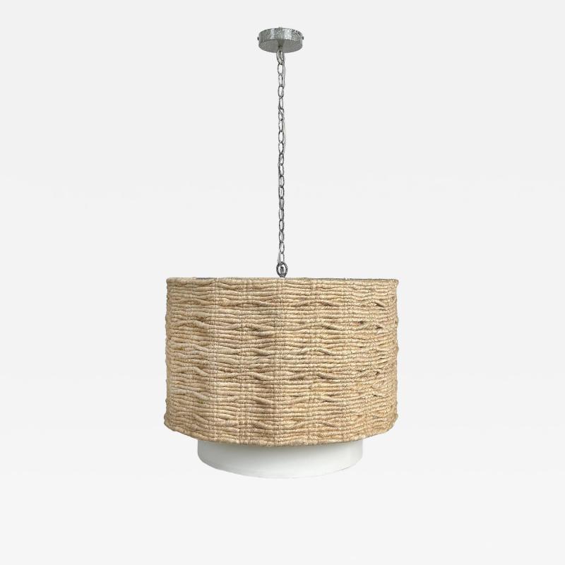 Organic Modern Made Goods Amani Drum Chandelier Strands of Abaca Large Size