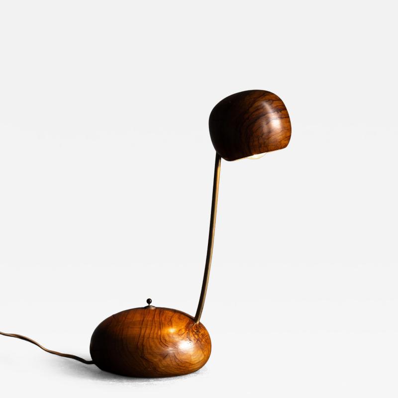 Organic Modern Olive Wood Table Lamp Circa 1970