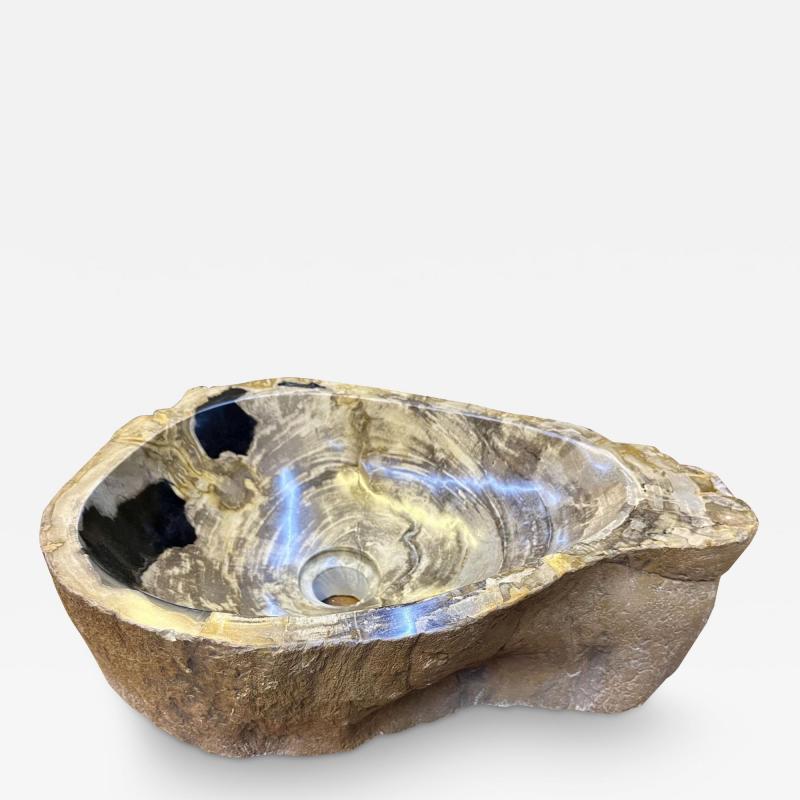 Organic Modern Petrified Wood Sink in Grey Brown Beige and Black Tones 2024