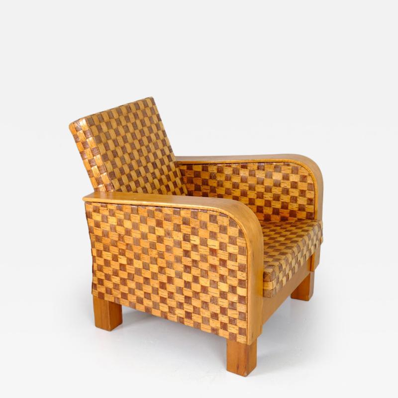 Organic Modern Rehtori Armchair in Birch and Traditional Bark Finland 1940s