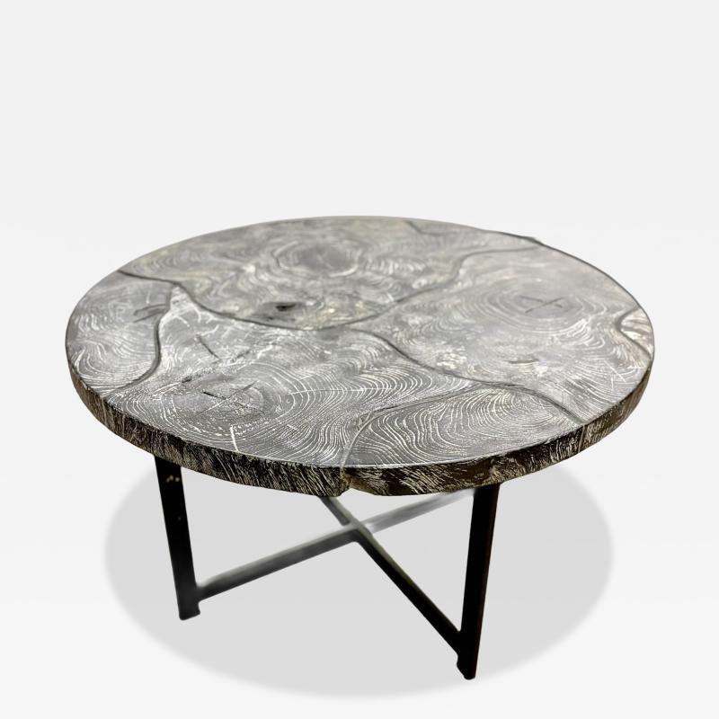 Organic Modern Round Black Coffee Table Special Lacquered Suar Wood IDN 2025