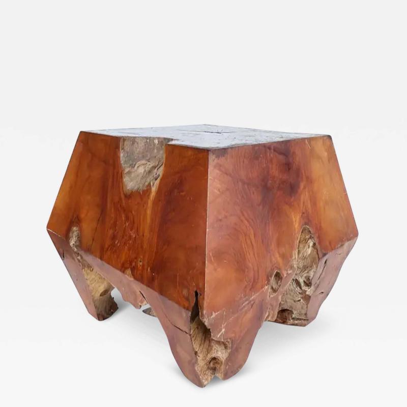 Organic Modern Studio Teak Side Occasional Drinks Table Weathered