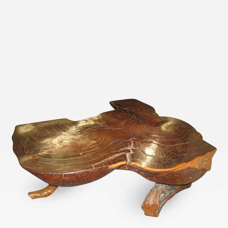 Organic Redwood Free Edge Coffee Table Mid century Modern