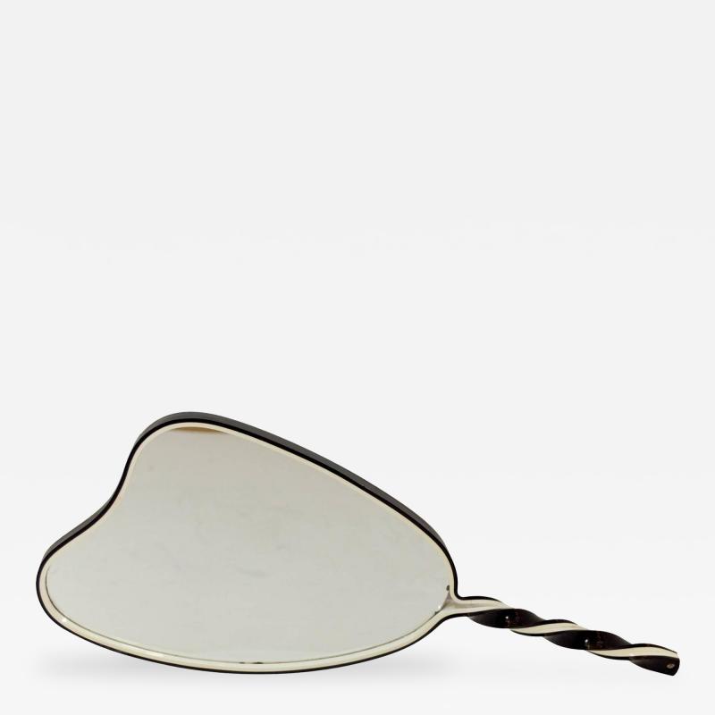 Organic Shaped Black and White Hand Mirror