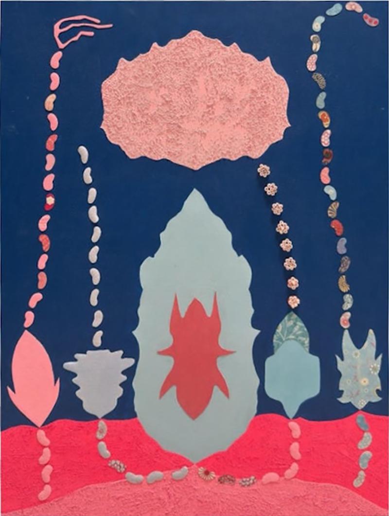 Orig Nancy Goodman Acrylic Collage Painting I m Not Really a Pink Person