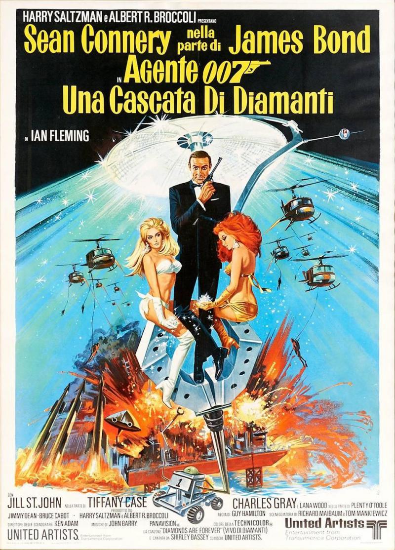 Original 1971 Italian James Bond Movie Poster Diamonds Are Forever 