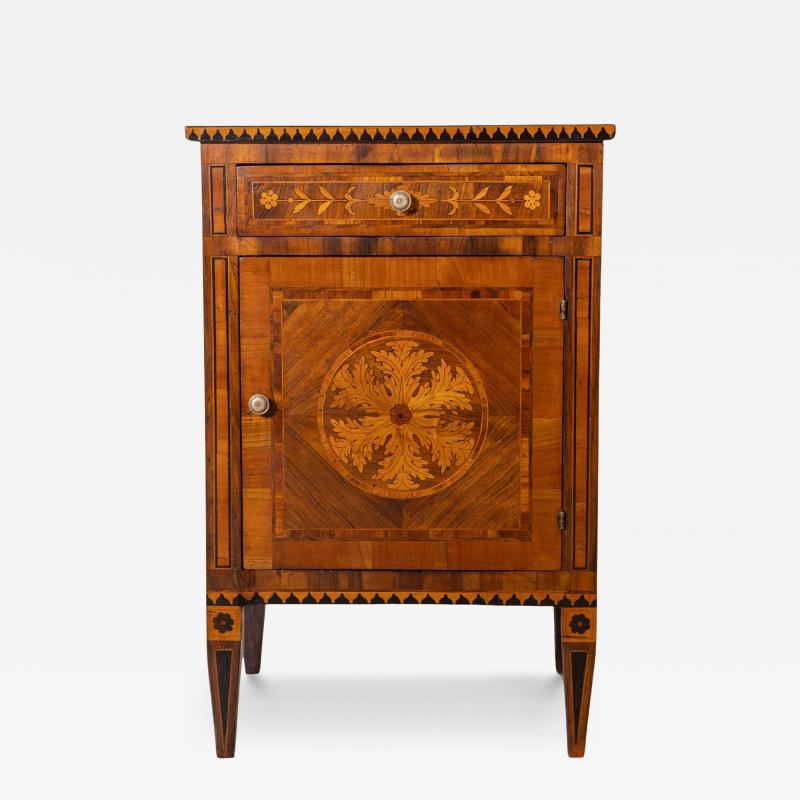 Original Louis XVI Period Italian Bedside Table with Marquetry Late 18th Cent