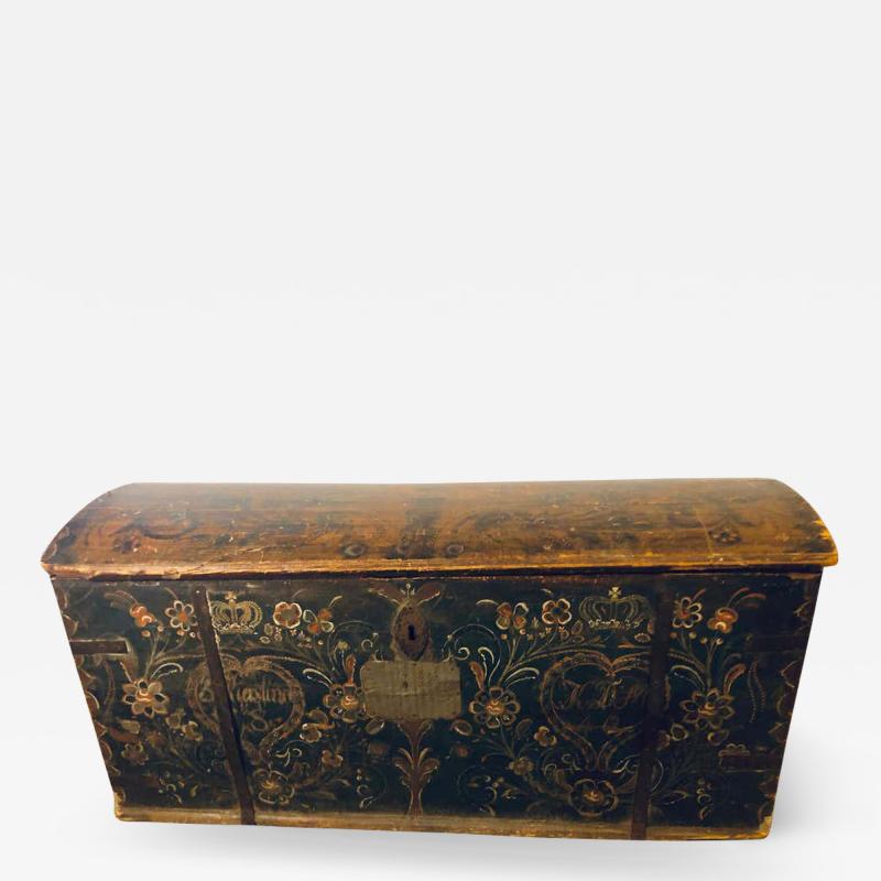 Original Painted Dowry Chest Trunk or Luggage Dated 1840