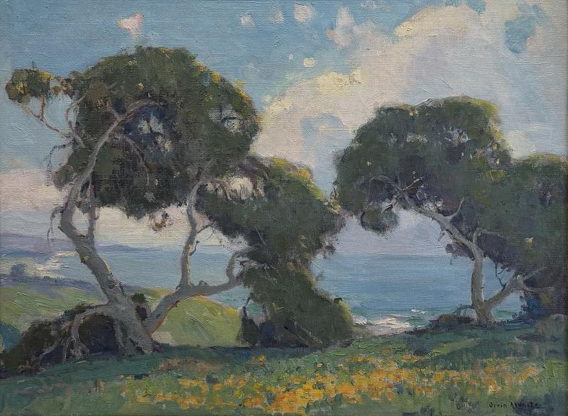 Orrin Augustine White Coastal Scene with Eucalyptii