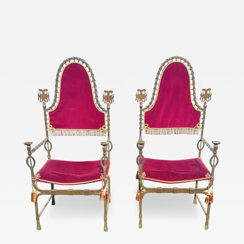 Oscar Bruno Bach EXTRAORDINARY PALATIAL HAND WROUGHT BRONZE IRON ARMCHAIRS BY OSCAR BRUNO BACH