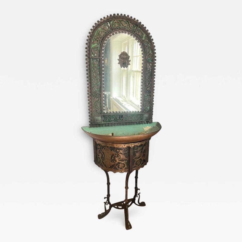 Oscar Bruno Bach RARE BRONZE MIXED METALS ILLUMINATED MIRROR FOUNTAIN BY OSCAR BRUNO BACH