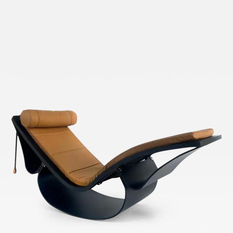 Oscar Niemeyer Oscar Niemeyer Ebonized Ash Leather Rio Chaise Longue Manufactured by Fasem