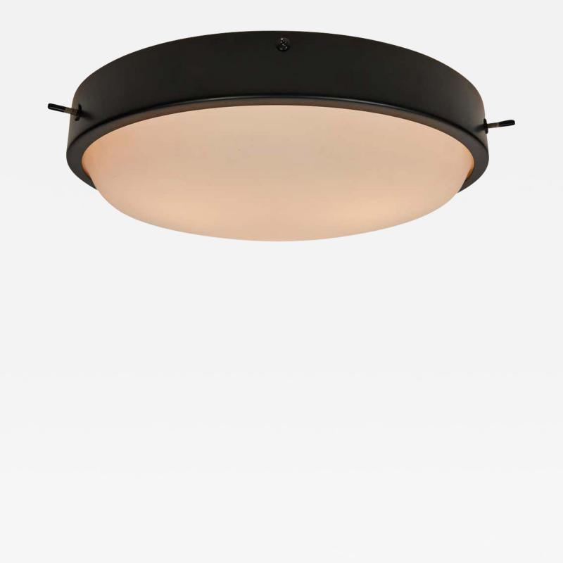Oscar Torlasco Large 1950s Glass and Metal Ceiling Light by Oscar Torlasco for Lumi