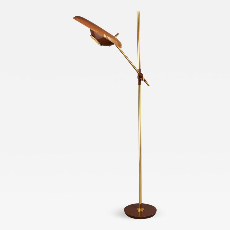 Oscar Torlasco Oscar Torlasco Brass and Enameled Metal Floor Lamp Italy 1950s