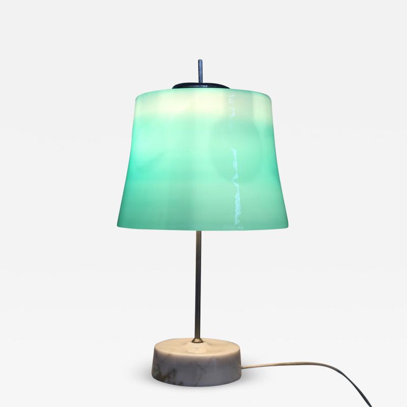 Oscar Torlasco Oscar Torlasco MidCentury Table Lamps in cased glass and marble aluminum 1960s