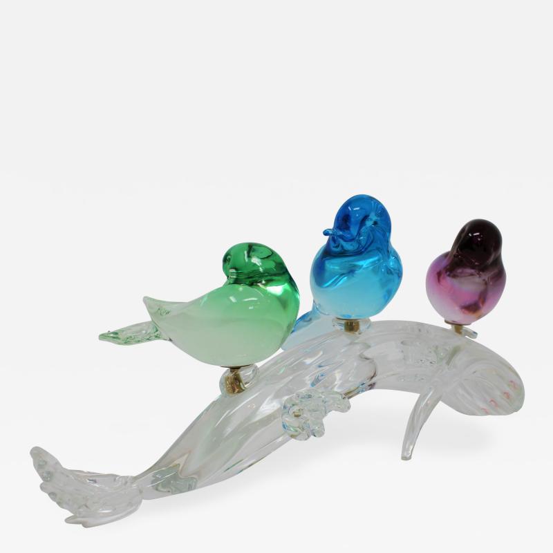 Oscar Zanetti Murano Birds on a Branch by Oscar Zanetti