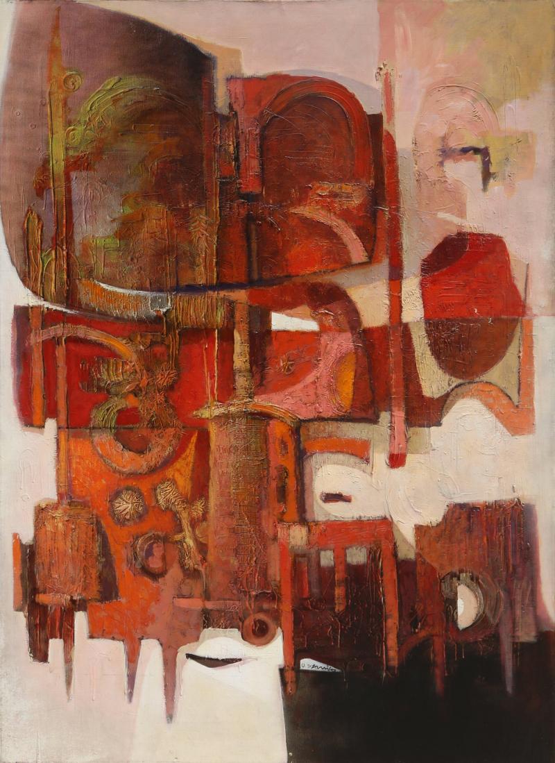 Oskar D Amico Red Abstract Construction