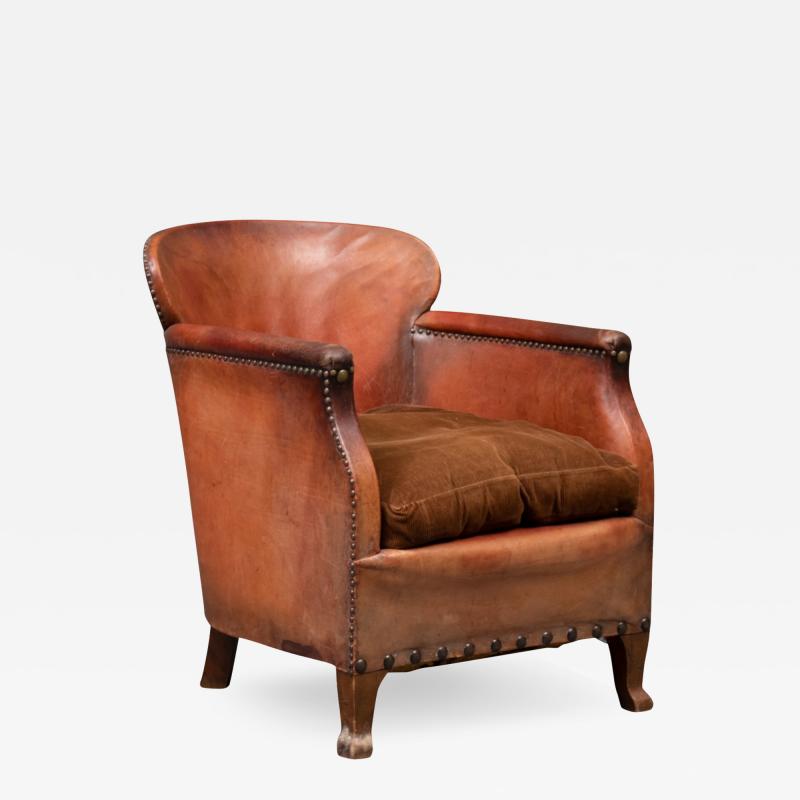 Oskar J W Hansen 1940s Swedish Brown Leather Club Chair