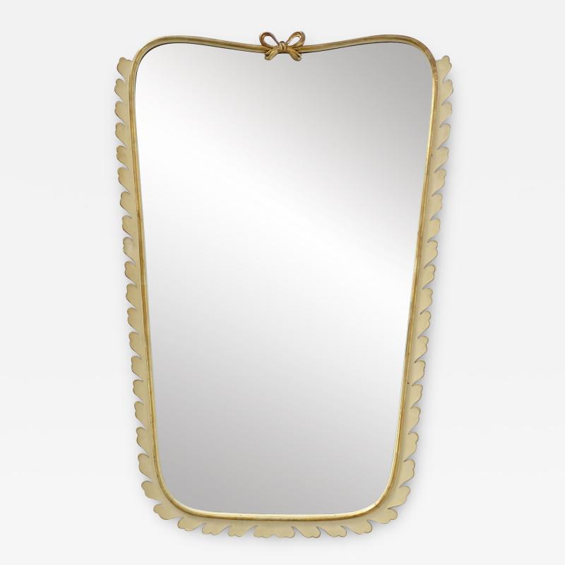 Osvaldo Borsani Italian 1940s wall mirror in white and gold leaf lacquered wood