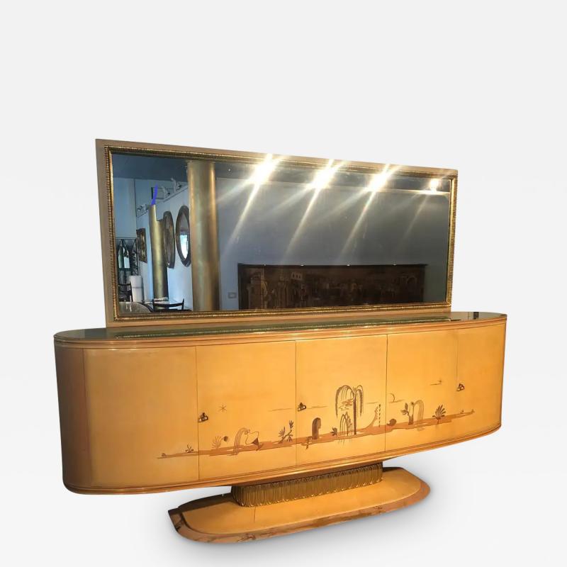 Osvaldo Borsani Italian Art Deco Sideboard with Mirror Italy 1940