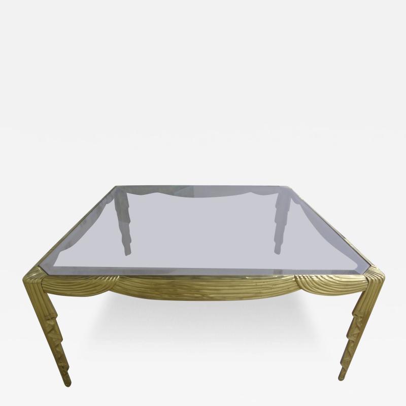 Osvaldo Borsani Italian Brass Coffee Table with Draped Design