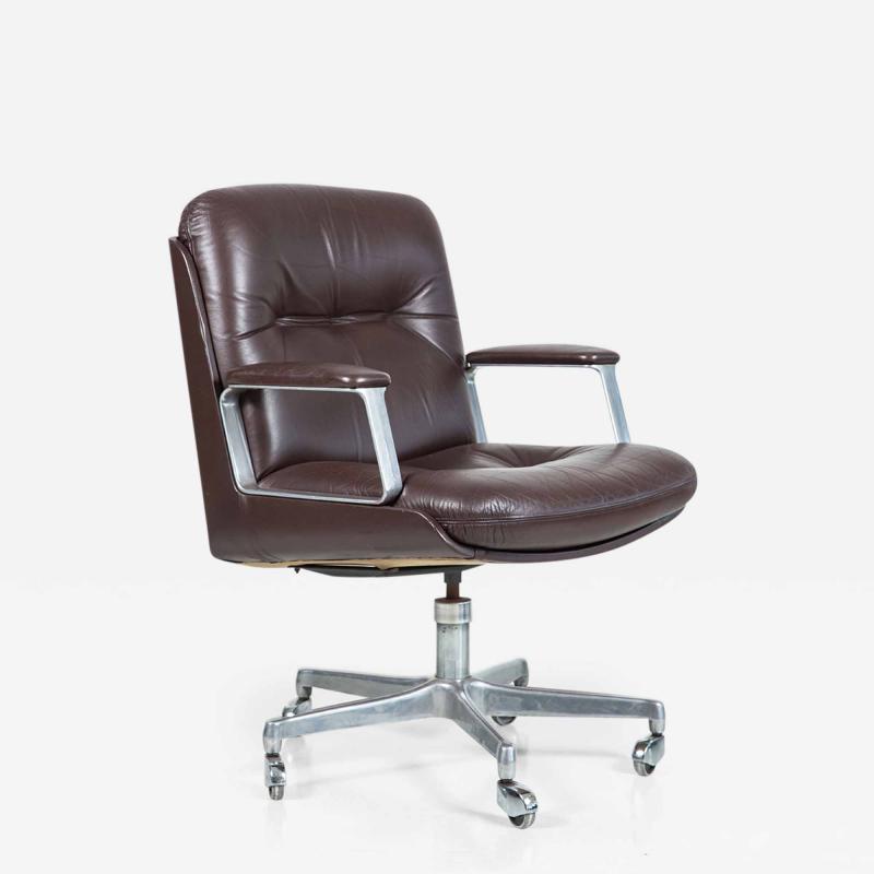 Osvaldo Borsani Italian Leather Office Chair Four Available 
