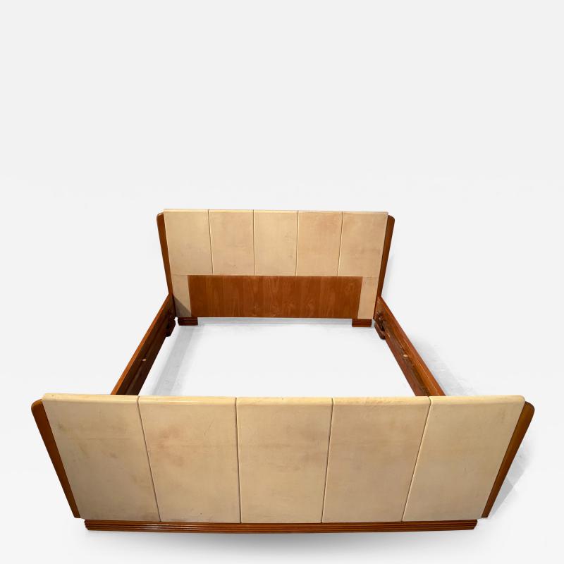 Osvaldo Borsani Italian Midcentury Cherry Parchment Bed by Osvaldo Borsani 1950s