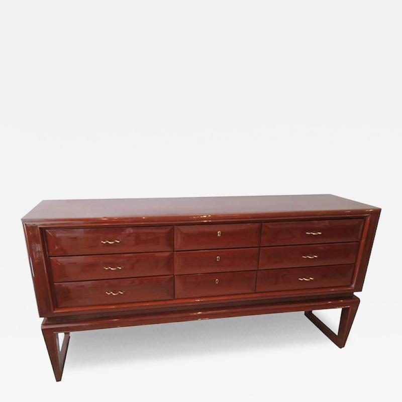 Osvaldo Borsani Italian Modern Mahogany Nine Drawer Chest of Drawers Sideboard Osvaldo Borsani