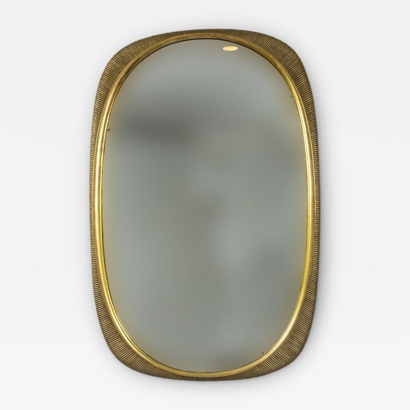 Osvaldo Borsani Large Italian Mid Century Curved Gilded Wood Mirror by Osvaldo Borsani