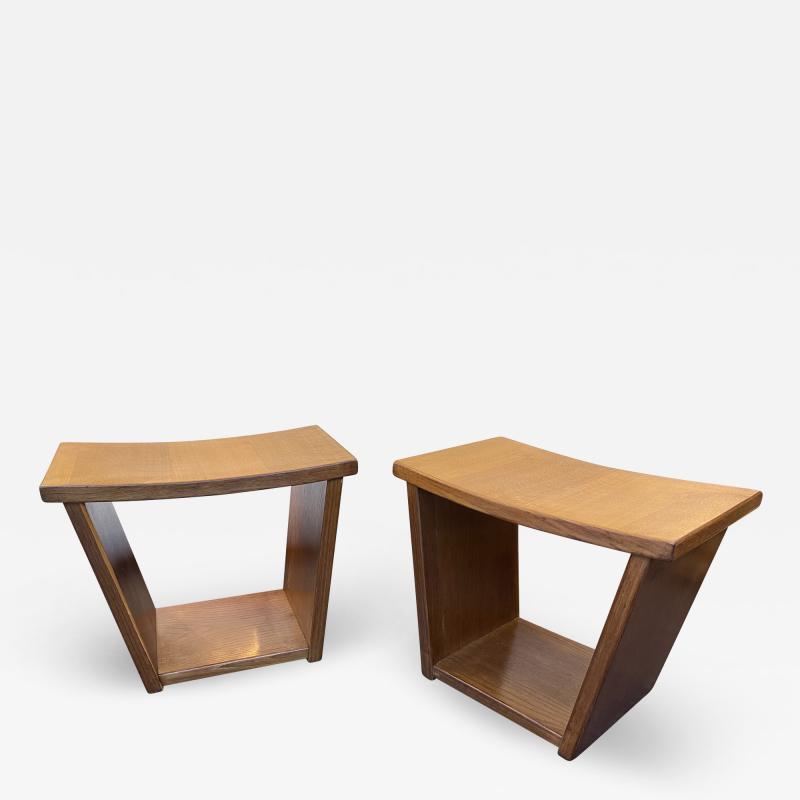 Osvaldo Borsani Mid Century Trapeze Wood Stools Italy 1950s