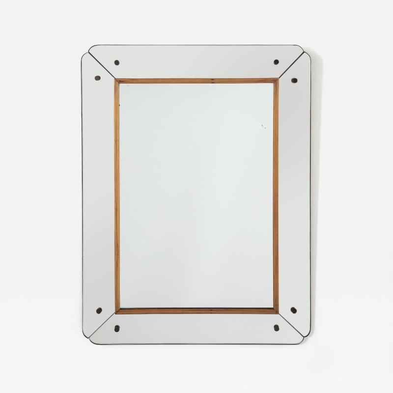 Osvaldo Borsani Osvaldo Borsani Att Glass and Wood Wall Mirror circa 1940