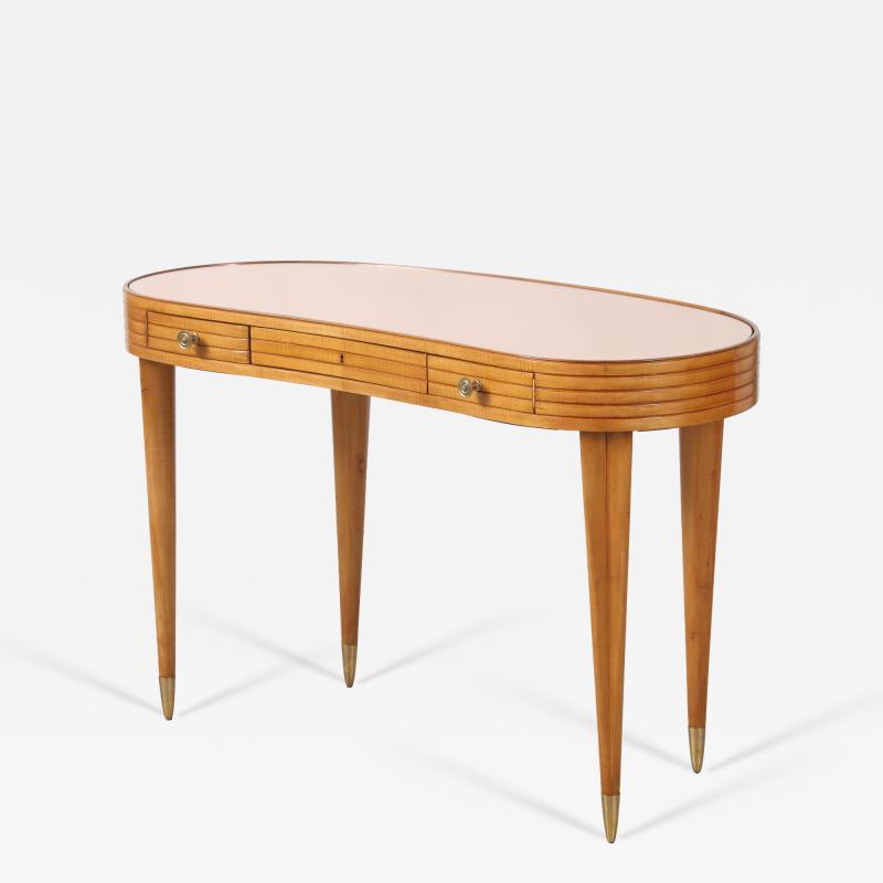 Osvaldo Borsani Osvaldo Borsani Att Wood and Rose Gold Glass Desk or Vanity circa 1955
