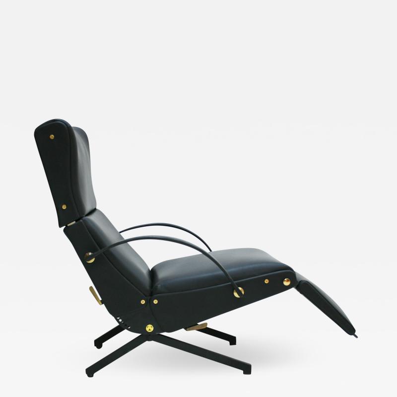 Osvaldo Borsani Osvaldo Borsani Black Leather And Brass P40 Signed Chaise Longue Italy 50s