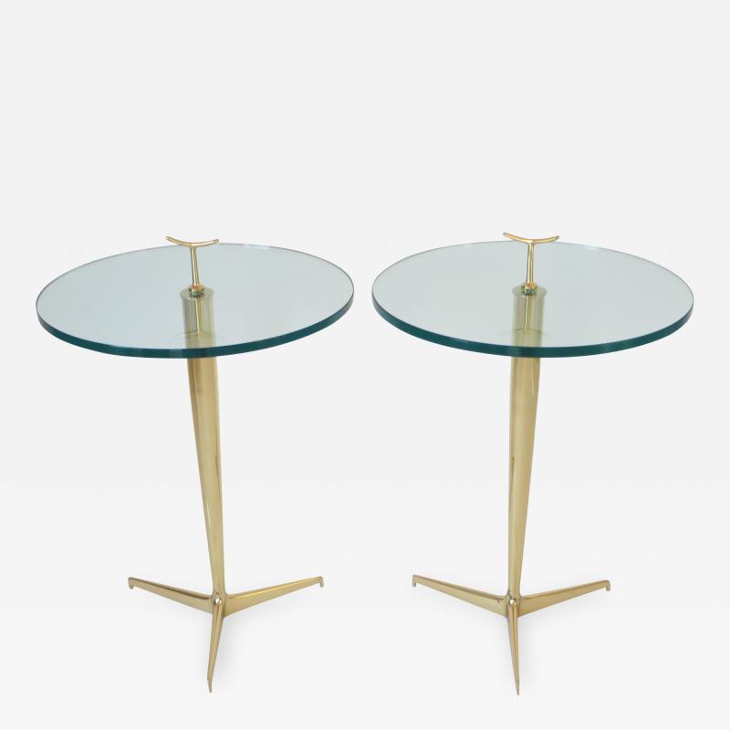 Osvaldo Borsani Osvaldo Borsani Italian Brass and Glass Side Tables c1960