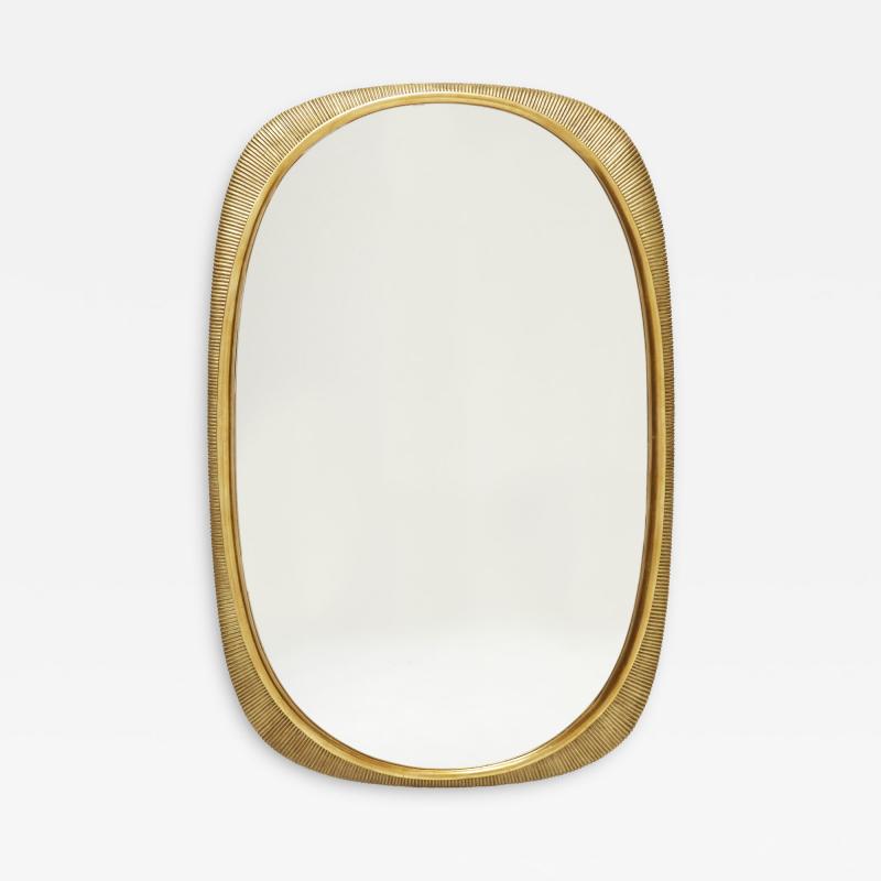 Osvaldo Borsani Osvaldo Borsani Large Italian curved gilded wood mirror 1954