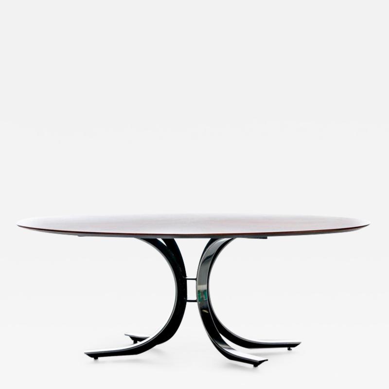 Osvaldo Borsani Osvaldo Borsani Walnut Stainless Steel Oval Dining Table c 1970s