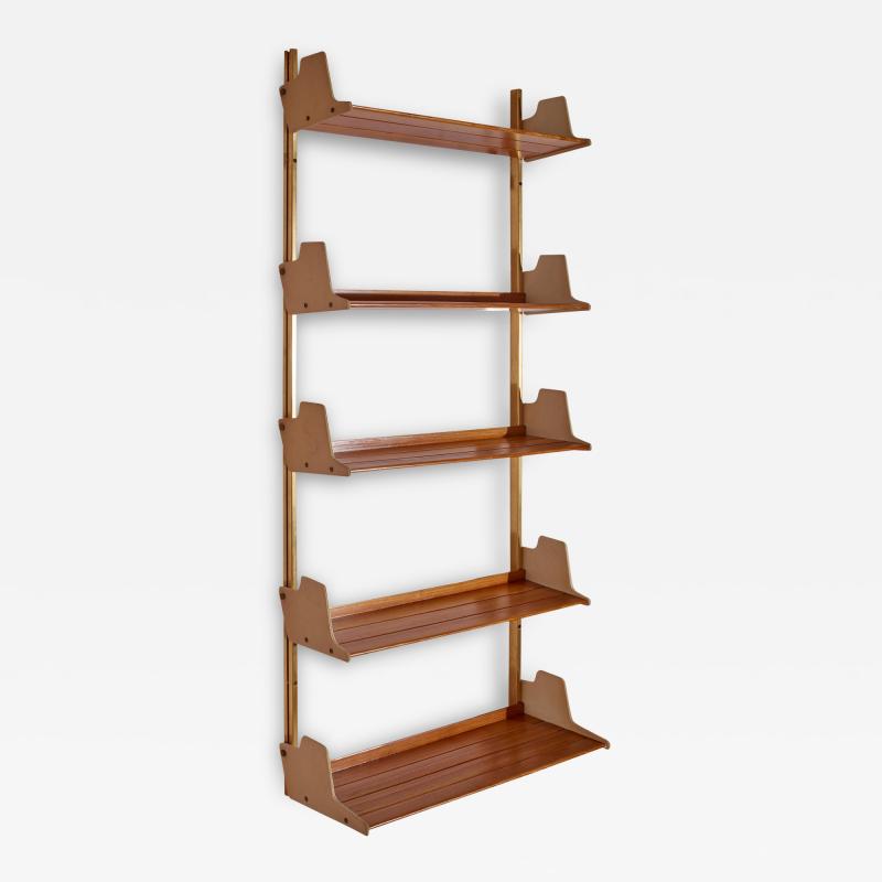 Osvaldo Borsani Osvaldo Borsani anodized aluminum wood and Resinflex E60 bookshelf Italy 1950s