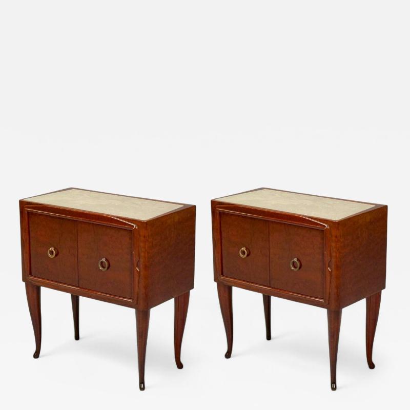 Osvaldo Borsani Osvaldo Borsani attr Exotic Wood Glass Brass Nightstands Italy 1960s