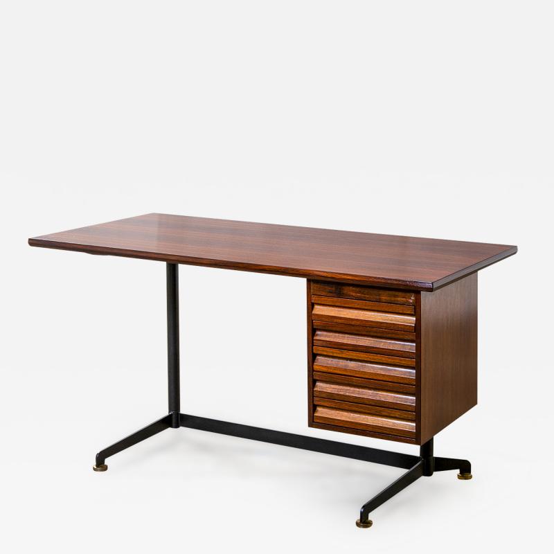 Osvaldo Borsani Osvaldo Borsani for Tecno T9 Desk Wood with Chest of Drawers 60s