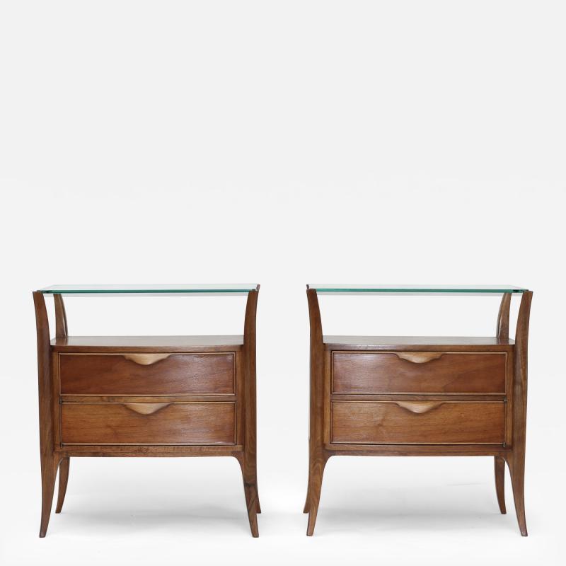 Osvaldo Borsani Pair of Mahogany Nightstands by Osvaldo Borsani 1950 Italy