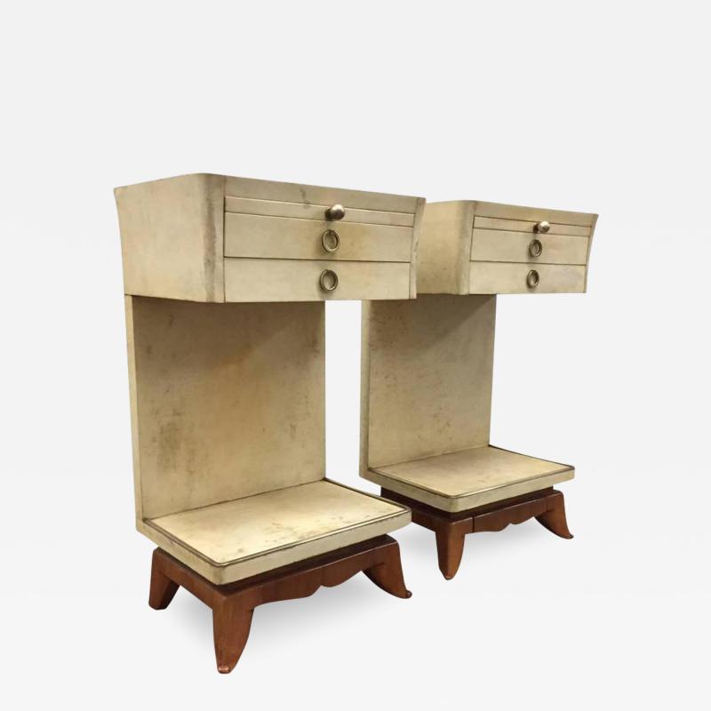 Osvaldo Borsani Pair of Parchment Nightstands Manner of Osvaldo Borsani